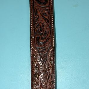 Men's Vintage Genuine Hand Tooled Leather Belt W Hand Carved Arrowhead Buckle